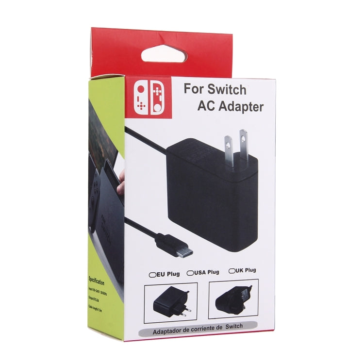 Per Nintendo Switch NS Console di gioco Adattatore da parete Caricabatterie Adattatore per ricarica, DC 5 V, Lunghezza cavo: 1,5 m, Spina USA(Nero), For Switch NS US Plug