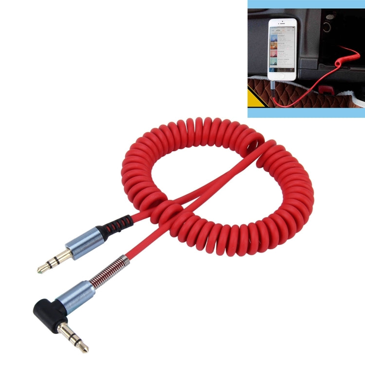 Cavo a spirale retrattile audio AUX da 3,5 mm a 3 poli maschio-maschio, lunghezza: 1,5 m, Length: 1.5m(Black), Length: 1.5m (Red)