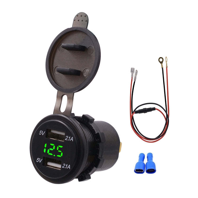 Adattatore per presa di corrente per caricabatterie USB doppia porta universale per auto 4.2A 5V IP66 con voltmetro digitale LED + cavo da 60 cm, 4.2A Voltmeter + 60cm Cable(Blue Light), 4.2A Voltmeter + 60cm Cable(Green Light)