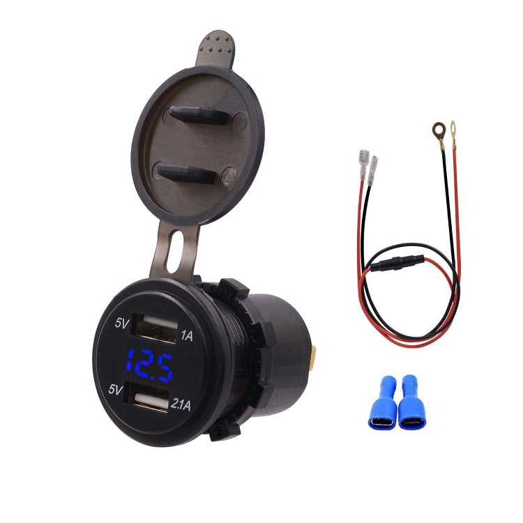 Adattatore per presa di corrente per caricabatterie USB doppia porta universale per auto 3.1A 5V IP66 con voltmetro digitale LED + cavo da 60 cm, 3.1A Voltmeter + 60cm Cable(Blue Light), 3.1A Voltmeter + 60cm Cable(Green Light)