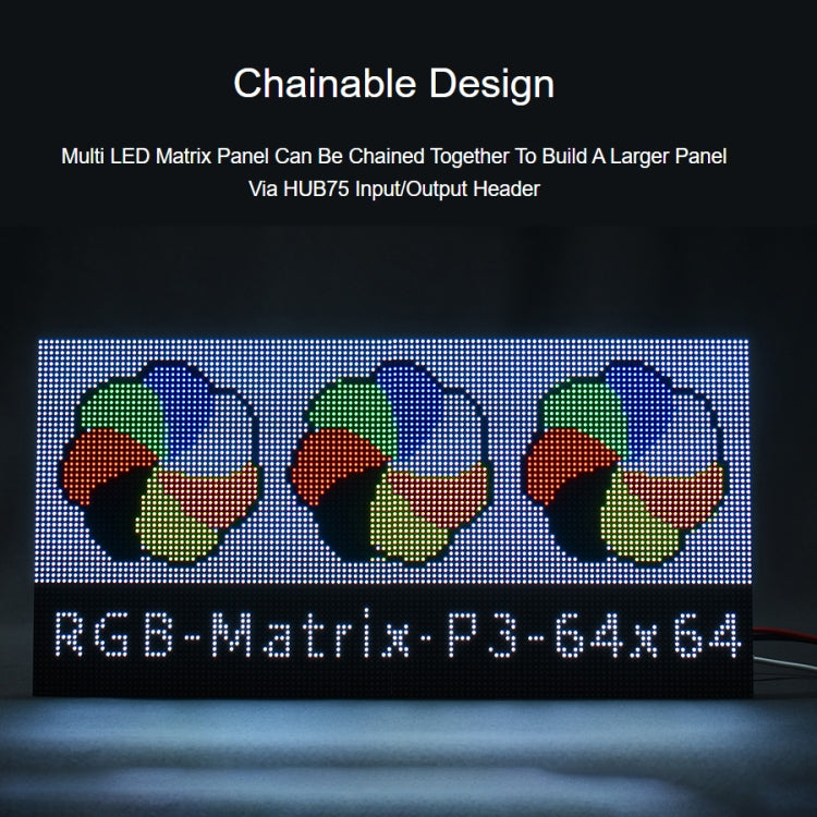 Waveshare RGB LED matrix panel, 3mm pitch, 64 x 64 pixels, adjustable brightness, 22100