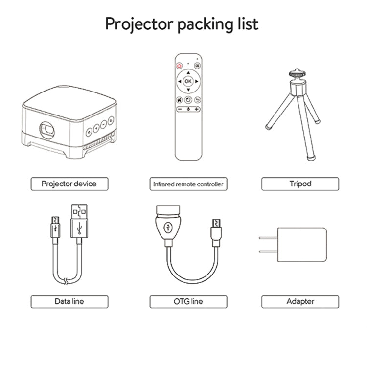 P07-D Mini Proiettore LED Bluetooth Home Theater Android da 50 lumen con telecomando, supporto Micro SD e Micro USB, WiFi e uscita audio