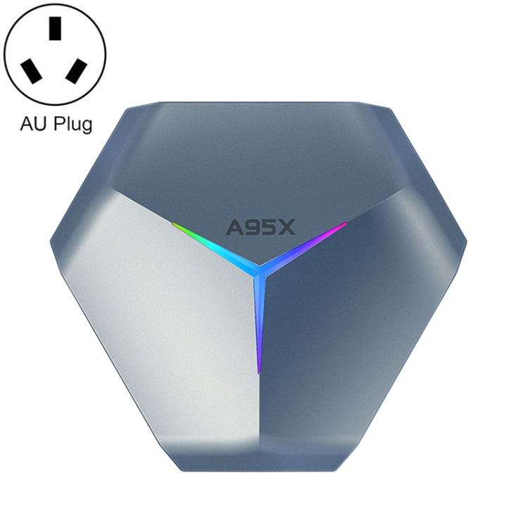 A95X F4 8K UHD Smart TV BOX Lettore multimediale Android 10.0 con telecomando, Amlogic S905X4 Quad Core Cortex-A55 fino a 2,0 GHz, RAM: 4 GB, ROM: 32 GB, WiFi 2,4 GHz/5 GHz, Bluetooth, presa EU (blu metallizzato), 4GB+32GB