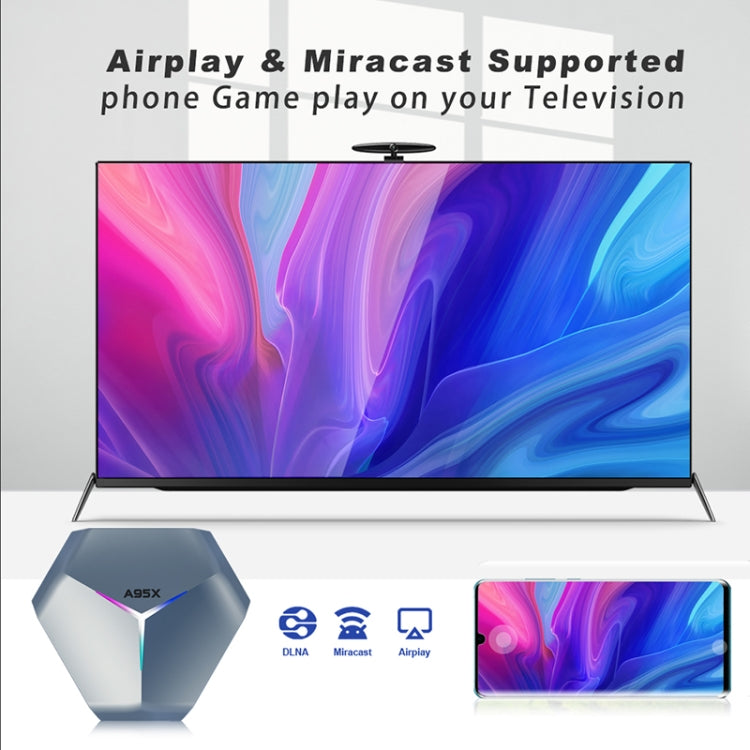 A95X F4 8K UHD Smart TV BOX Lettore multimediale Android 10.0 con telecomando, Amlogic S905X4 Quad Core Cortex-A55 fino a 2,0 GHz, RAM: 4 GB, ROM: 32 GB, WiFi 2,4 GHz/5 GHz, Bluetooth, presa EU (blu metallizzato), 4GB+32GB
