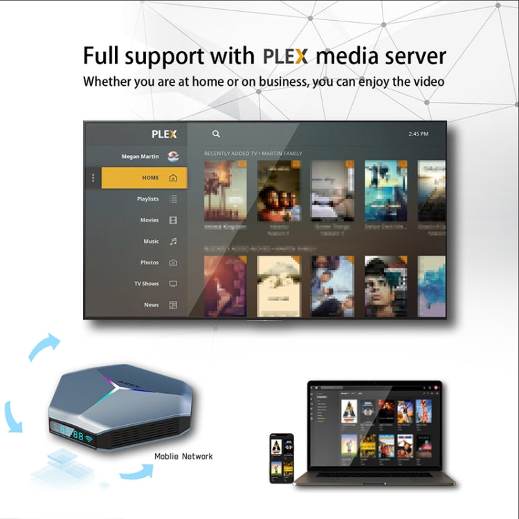 A95X F4 8K UHD Smart TV BOX Lettore multimediale Android 10.0 con telecomando, Amlogic S905X4 Quad Core Cortex-A55 fino a 2,0 GHz, RAM: 4 GB, ROM: 32 GB, WiFi 2,4 GHz/5 GHz, Bluetooth, presa EU (blu metallizzato), 4GB+32GB