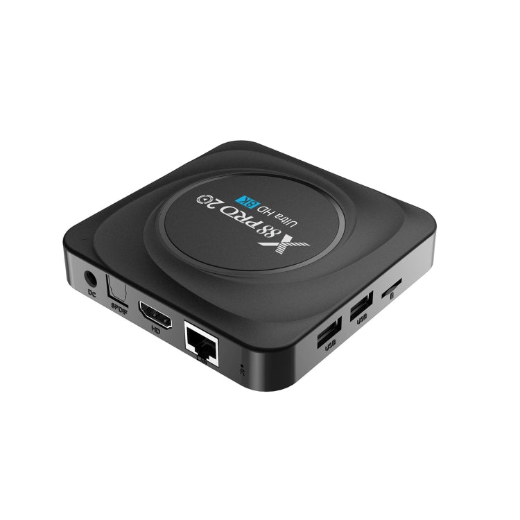 X88 Pro 20 4K Smart TV BOX Android 11.0 Media Player with Voice Remote, RK3566 Quad Core 64-bit Cortex-A55 up to 1.8GHz, RAM: 8GB, ROM: 128GB, Support Dual Band WiFi, Bluetooth, Ethernet, US Plug, 8GB+128GB