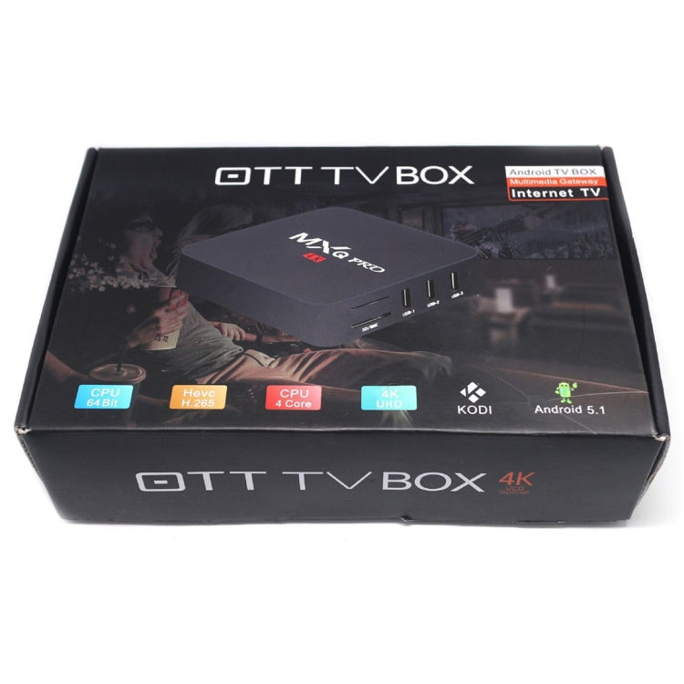 MXQ PROi 1080P 4K HD Smart TV BOX con telecomando, Android 7.1 S905W Quad Core Cortex-A53 fino a 2 GHz, RAM: 2 GB, ROM: 16 GB, supporto WiFi, 2GB+16GB,UK Plug