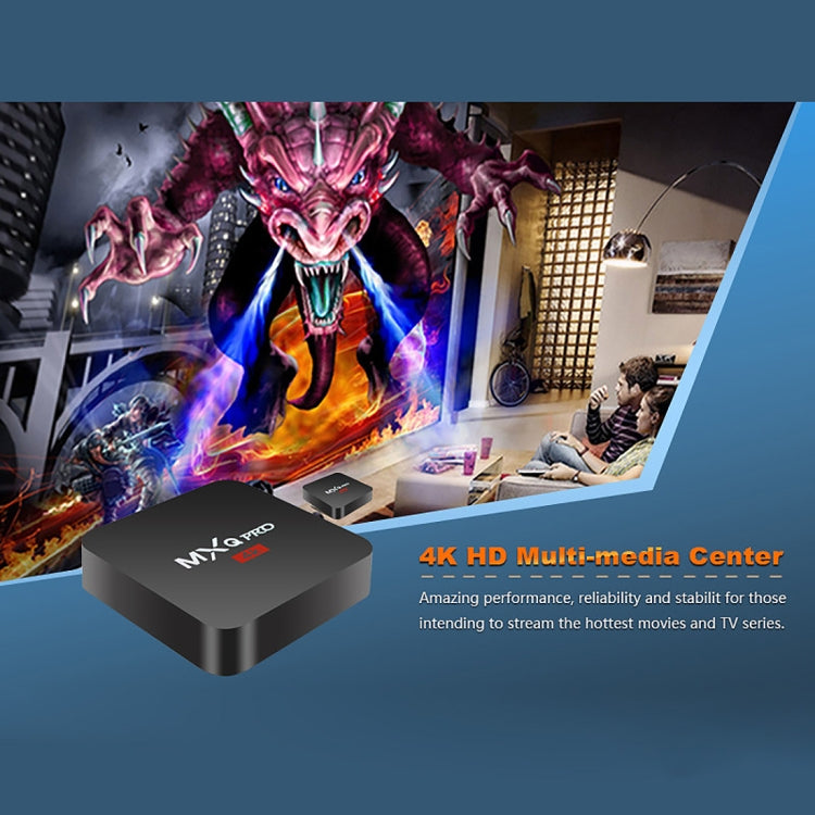 MXQ PROi 1080P 4K HD Smart TV BOX con telecomando, Android 7.1 S905W Quad Core Cortex-A53 fino a 2 GHz, RAM: 2 GB, ROM: 16 GB, supporto WiFi, 2GB+16GB,UK Plug