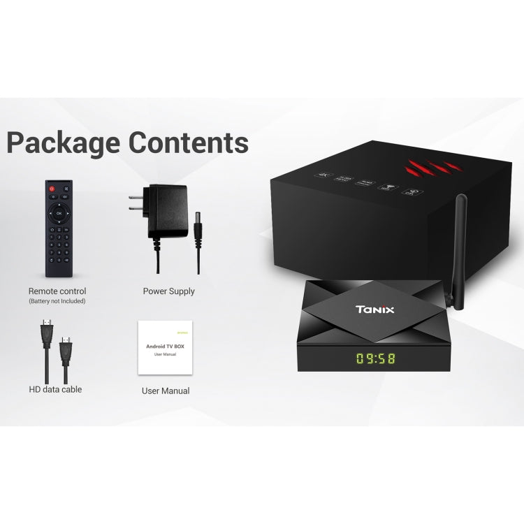 TANIX TX6s 4K Smart TV BOX Lettore multimediale Android 10 con telecomando, Quad Core Allwinner H616, RAM: 4 GB, ROM: 32 GB, WiFi 2,4 GHz/5 GHz, Bluetooth, presa EU, 4GB+32GB