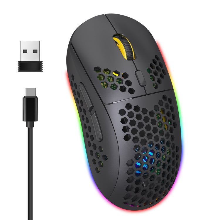 Mouse da gioco wireless a tre modalità leggero RGB HXSJ T90