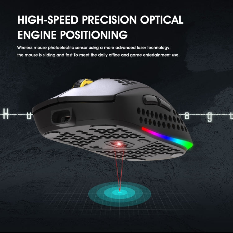 Mouse da gioco wireless a tre modalità leggero RGB HXSJ T90