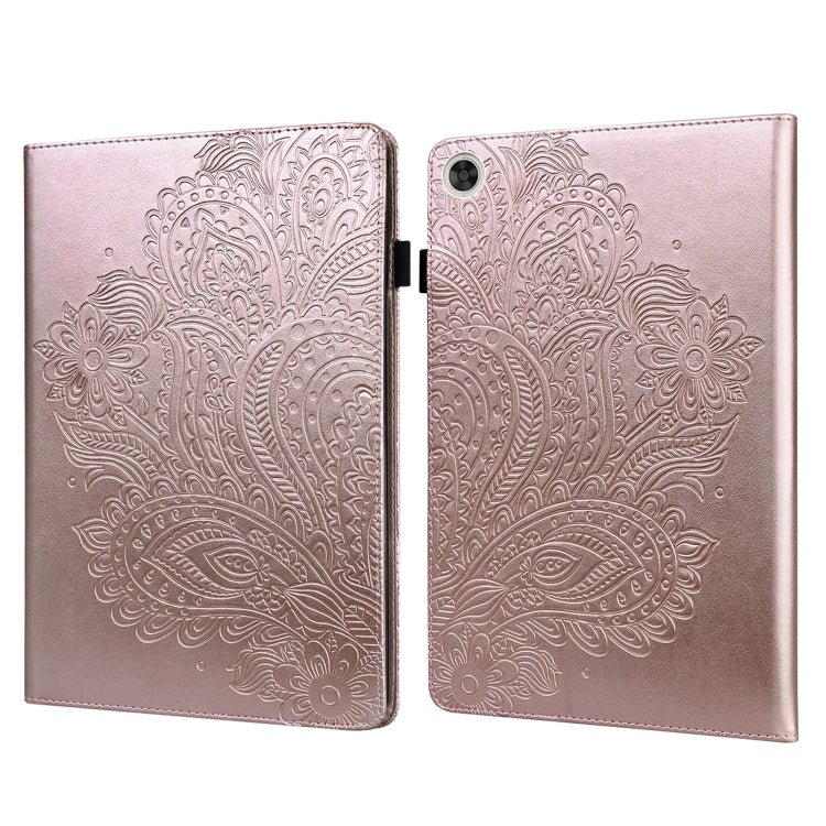 Custodia in pelle flip orizzontale con motivo in rilievo pavone TPU + PU con supporto e slot per carte e portafoglio e funzione sleep / wake-up, For Huawei Mediapad Enjoy Tablet 2 10.1, For Huawei MediaPad M5 lite 10.1, For Huawei MatePad 10.4