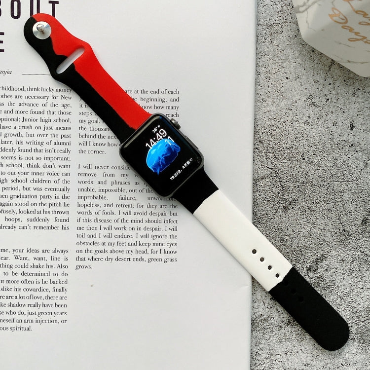 Cinturini di ricambio in silicone con abbinamento di colori per Apple Watch Series 6 e SE e 5 e 4 44 mm / 3 e 2 e 1 42 mm, For Apple Watch 44mm/42mm(Black+Red+White), For Apple Watch 44mm/42mm(Red+White+Black)