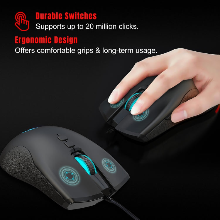 Mouse da gioco meccanico leggero HXSJ A883 a 7 tasti 6400 DPI RGB