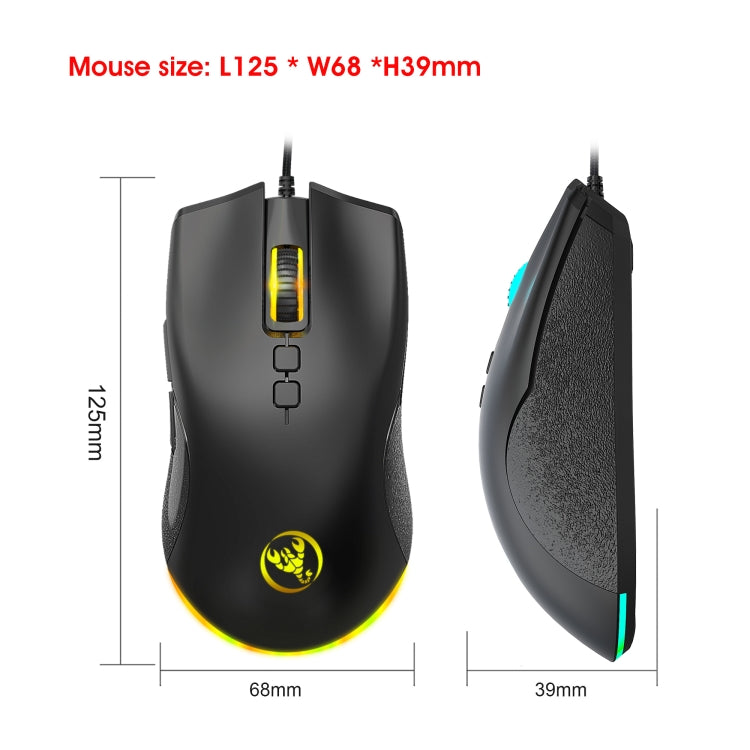 Mouse da gioco meccanico leggero HXSJ A883 a 7 tasti 6400 DPI RGB