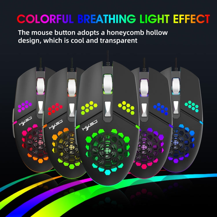 HXSJ J400 Mouse cablato da gioco con ventola di raffreddamento a 6 tasti 8000 DPI RGB, J400