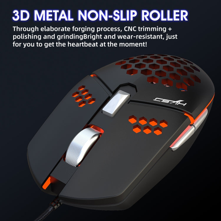 HXSJ J400 Mouse cablato da gioco con ventola di raffreddamento a 6 tasti 8000 DPI RGB, J400
