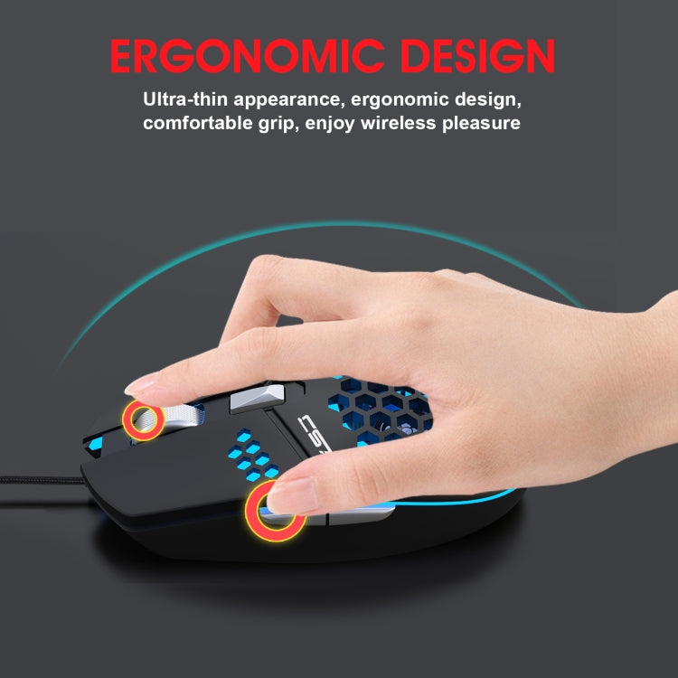 HXSJ J400 Mouse cablato da gioco con ventola di raffreddamento a 6 tasti 8000 DPI RGB, J400