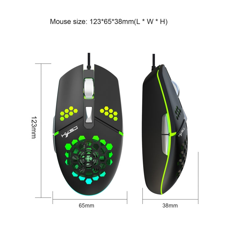 HXSJ J400 Mouse cablato da gioco con ventola di raffreddamento a 6 tasti 8000 DPI RGB, J400