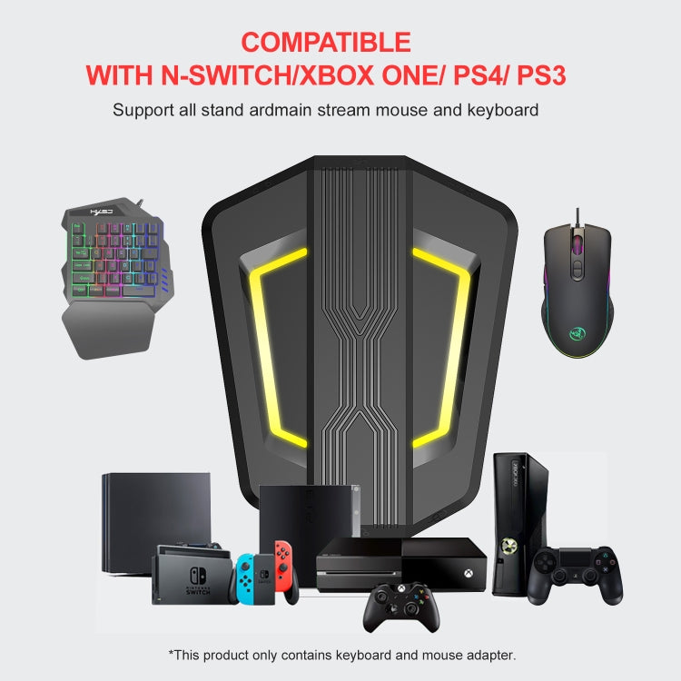 Convertitore tastiera e mouse HXSJ P6+V100+A867 + tastiera con una sola mano + set mouse da gioco RGB, P6+V100+A867