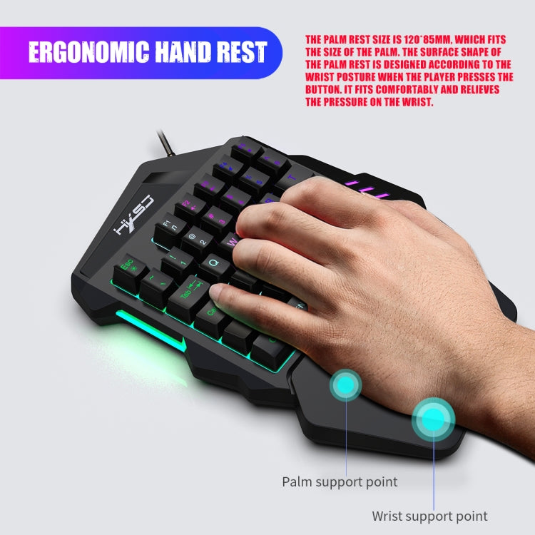 Convertitore tastiera e mouse HXSJ P6+V100+H300 + tastiera con una sola mano + set mouse da gioco, P6+V100+H300