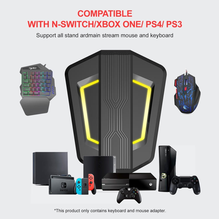 Convertitore tastiera e mouse HXSJ P6+V100+H300 + tastiera con una sola mano + set mouse da gioco, P6+V100+H300