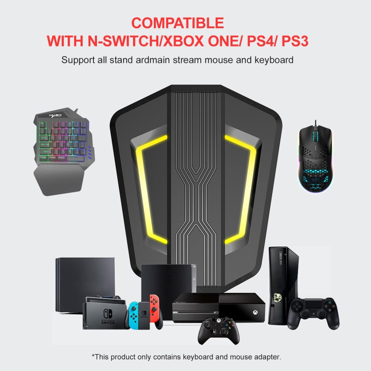 Convertitore tastiera e mouse HXSJ P6+V100+J900 + tastiera con una sola mano + set mouse da gioco, P6+V100+J900