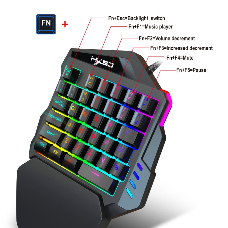 Convertitore tastiera e mouse HXSJ P6+V100+A883 + tastiera con una sola mano + set mouse da gioco, P6+V100+A883