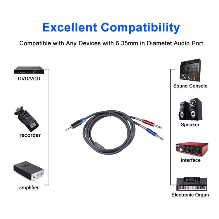 TC195BULS01 Cavo audio maschio mono da 3,5 mm a doppio maschio da 6,35 mm, 1.8m, 3m, 5m