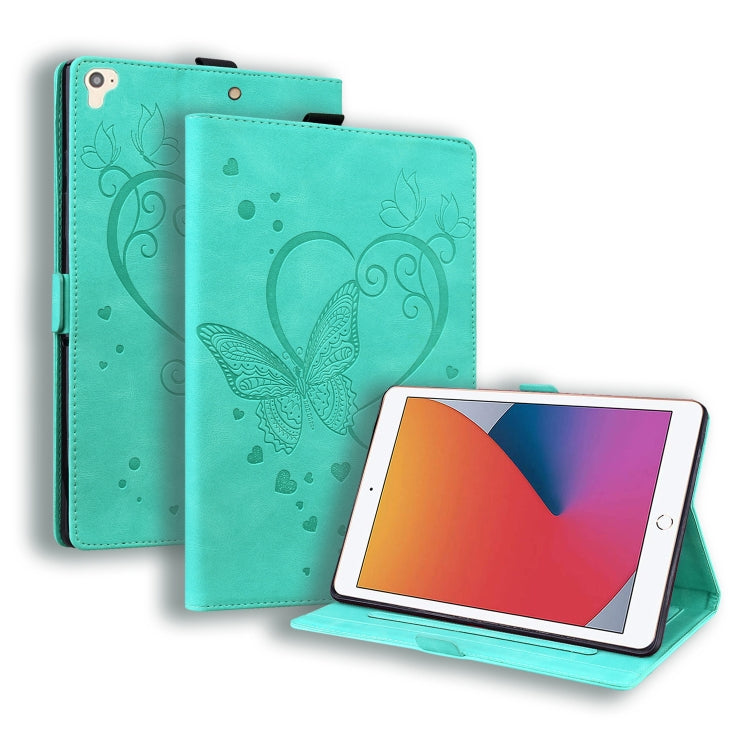 Custodia in pelle a libro orizzontale con motivo a farfalla Love con supporto e funzione Sleep / Wake-up, For iPad 9.7 (2017) (2018) / Air 2 Pro, For iPad 10.2 2021 / 2020 / 2019 / Air (2019) / 10.2 (2020), For iPad Mini 1 / 2 / 3 / 4 / 5