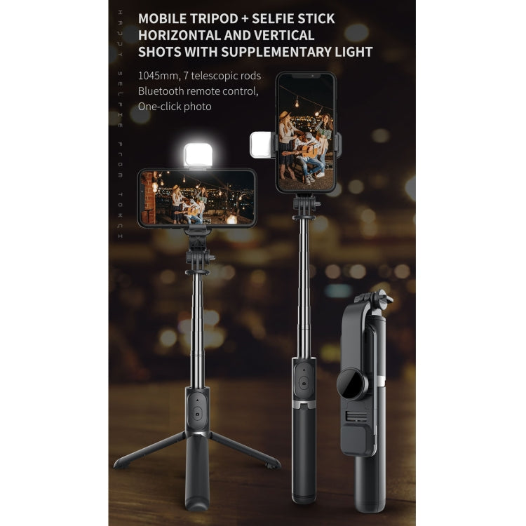 Q02S Fill Light Bluetooth Selfie Stick Treppiede Supporto per telefono cellulare, Q02S(Black), Q02S(White)
