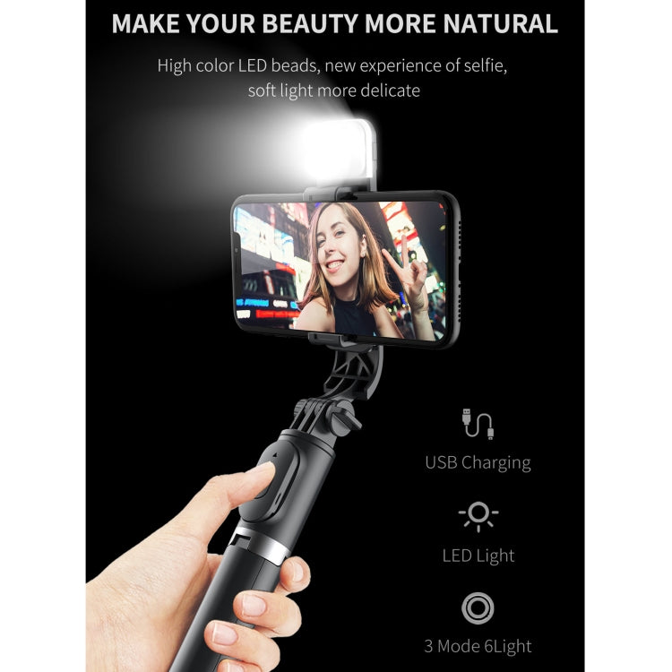 Q02S Fill Light Bluetooth Selfie Stick Treppiede Supporto per telefono cellulare, Q02S(Black), Q02S(White)
