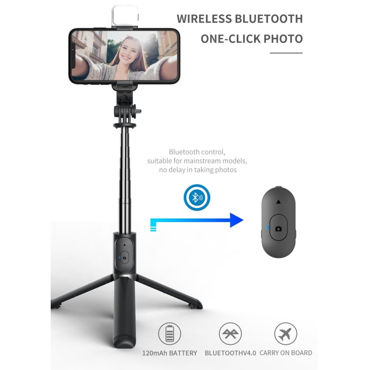 Q02S Fill Light Bluetooth Selfie Stick Treppiede Supporto per telefono cellulare, Q02S(Black), Q02S(White)