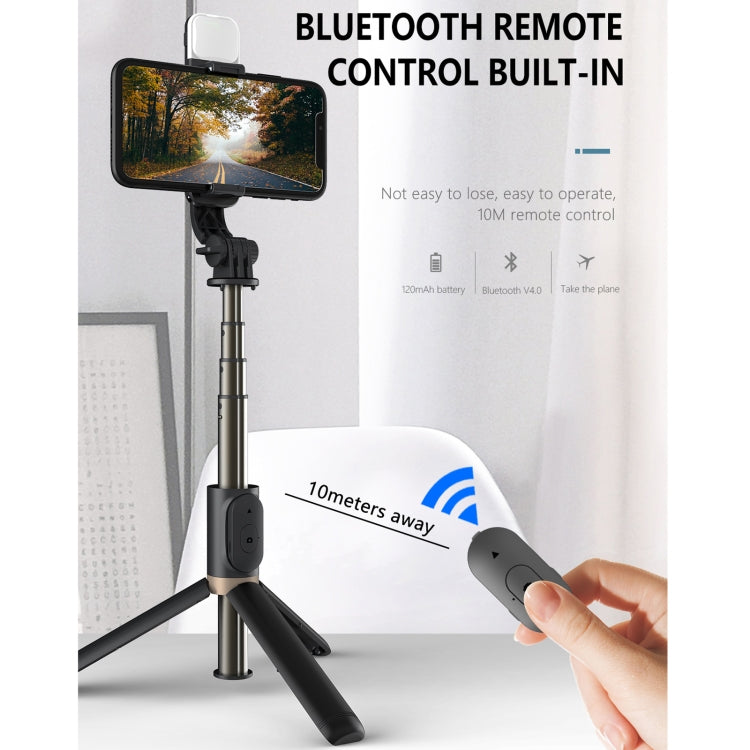 Q03S Fill Light Bluetooth Selfie Stick Treppiede Supporto per telefono cellulare, Q03S(Black), Q03S(White)