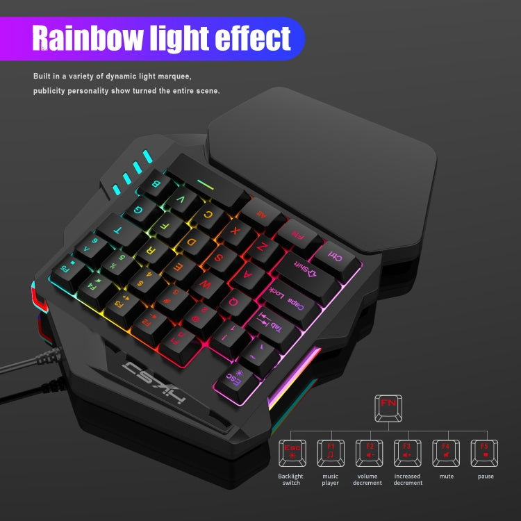 Convertitore mouse tastiera HXSJ P8+V100+J900 + tastiera con una sola mano + set mouse da gioco di programmazione, P8+V100+A883