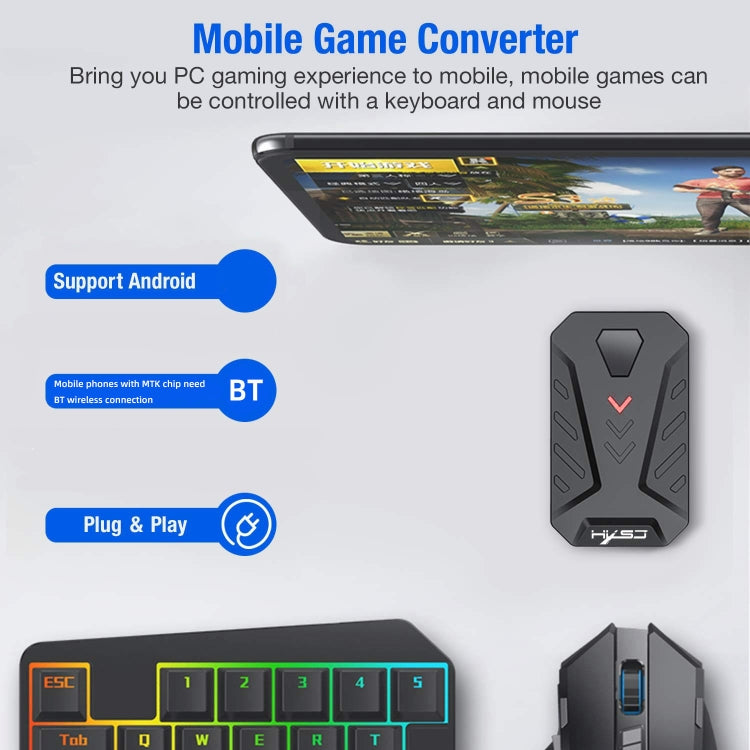 Convertitore mouse tastiera HXSJ P8+V100+J900 + tastiera con una sola mano + set mouse da gioco di programmazione, P8+V100+A883