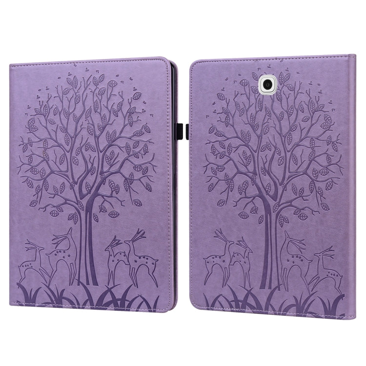Custodia in pelle PU a vibrazione orizzontale con stampa pressata con motivo ad albero e cervo con supporto e slot per schede, For Samsung Galaxy Tab S2 9.7, For Samsung Galaxy Tab A 8.0 2019, For Samsung Galaxy Tab S8 / Galaxy Tab S7 SM-T870