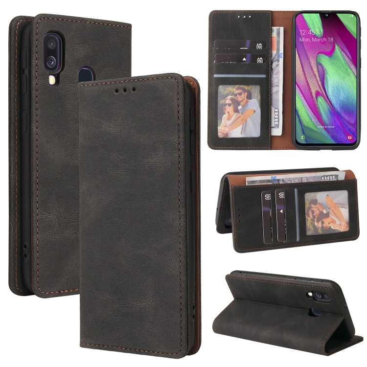 Custodia in pelle flip orizzontale con chiusura a ventosa semplice con supporto e slot per schede e portafoglio, For Samsung Galaxy A40, For Samsung Galaxy A42 5G, For Samsung Galaxy A50, For Samsung Galaxy A51, For Samsung Galaxy A51 5G