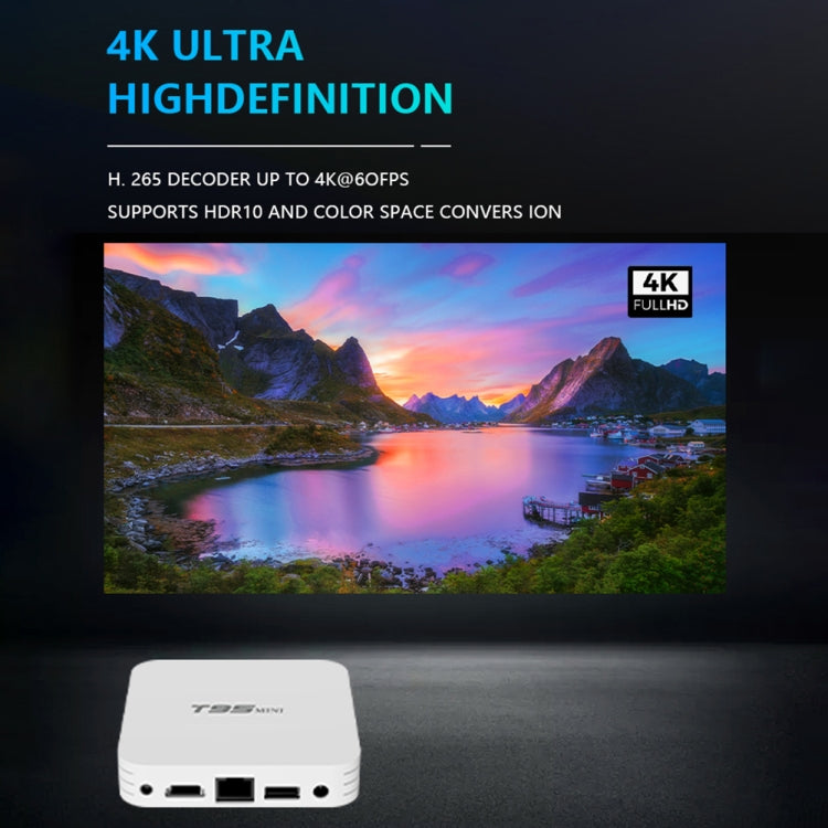 T95MINI 4K HD Network TV Set Top Box, Android 10.0, Allwinner H313 Quad Core 64-bit Cortex-A53, 1GB + 8GB, Supporto 2.4G WiFi, HDMI, AV, LAN, USB 2.0,, EU Plug, US Plug, UK Plug, AU Plug