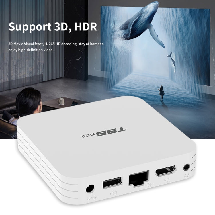 T95MINI 4K HD Network TV Set Top Box, Android 10.0, Allwinner H313 Quad Core 64-bit Cortex-A53, 1GB + 8GB, Supporto 2.4G WiFi, HDMI, AV, LAN, USB 2.0,, EU Plug, US Plug, UK Plug, AU Plug