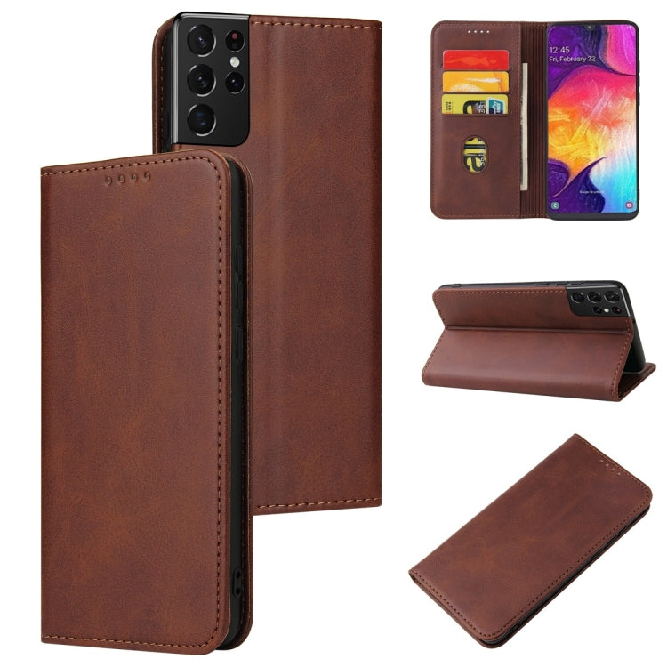 Custodia in pelle a vibrazione orizzontale magnetica con struttura in vitello con supporto, slot per carte e portafoglio, For Samsung Galaxy S21 5G, For Samsung Galaxy S21+ 5G, For Samsung Galaxy S21 Ultra 5G, For Samsung Galaxy S21 FE