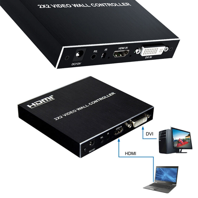 Controller per video wall 1080P 2 x 2 HDMI + DVI a 4 porte HDMI, 1080P