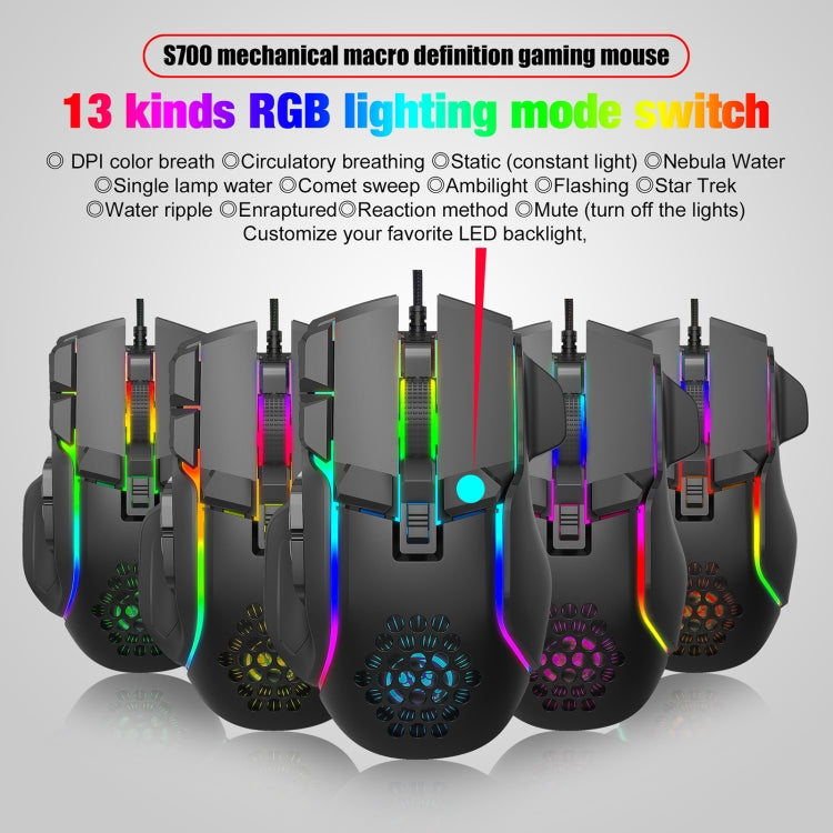 HXSJ S700 USB 12800 dpi regolabile 10 tasti meccanico cablato mouse da gioco