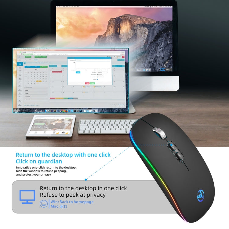 HXSJ M103FG 1600 dpi regolabile 2.4G + Bluetooth RGB Light Mouse wireless, 2.4G + BT5.1