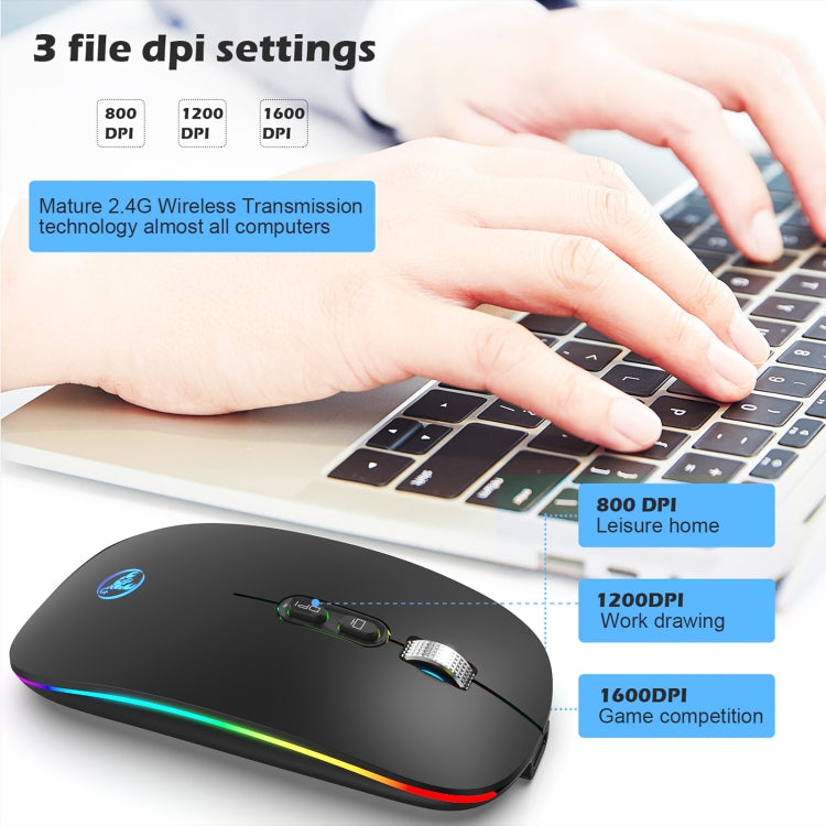 HXSJ M103FG 1600 dpi regolabile 2.4G + Bluetooth RGB Light Mouse wireless, 2.4G + BT5.1