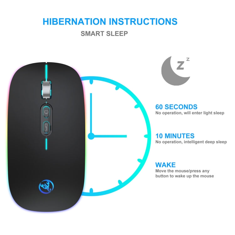 HXSJ M103FG 1600 dpi regolabile 2.4G + Bluetooth RGB Light Mouse wireless, 2.4G + BT5.1