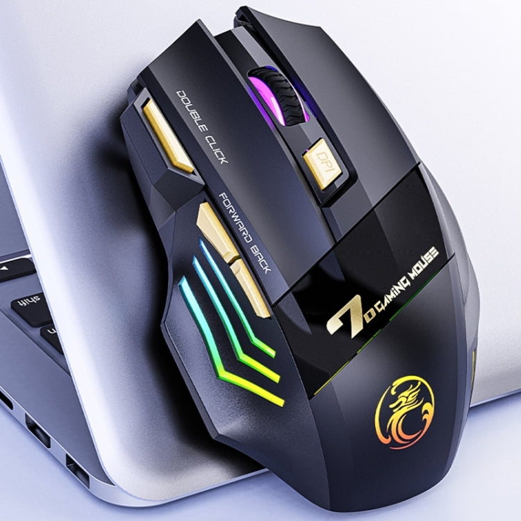 iMICE GW-X7 2.4G + Bluetooth Dual Mode Mouse da gioco wireless ricaricabile silenzioso a 7 pulsanti con luci RGB colorate, GW-X7 2.4G + Bluetooth