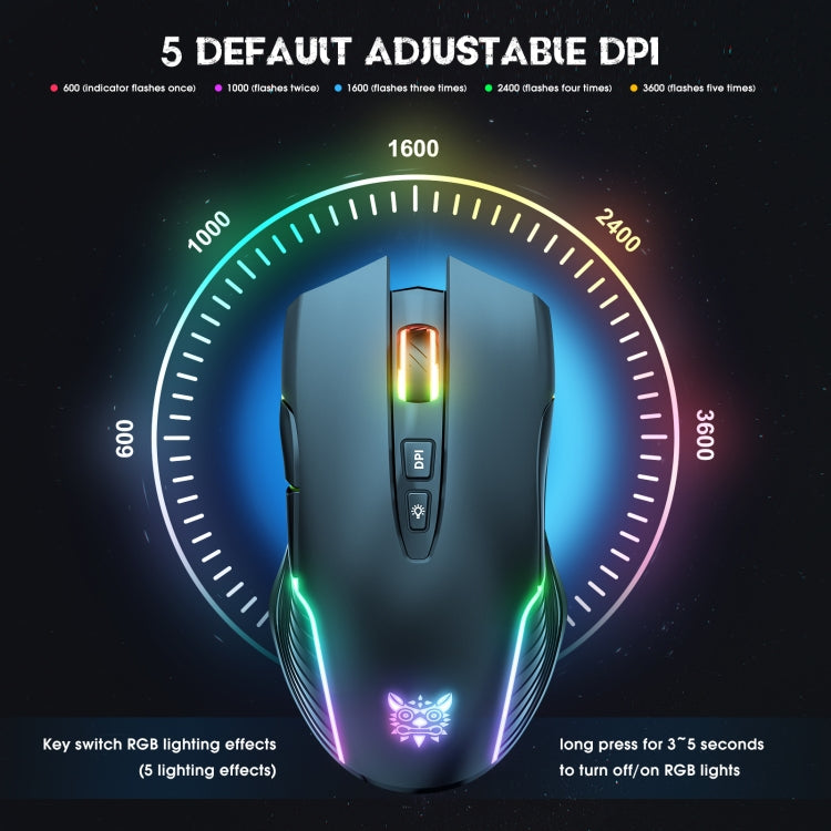 Mouse wireless con illuminazione RGB ONIKUMA CW905 2.4G, CW905 Wireless Mouse(Black), CW905 Wireless Mouse(Pink), CW905 Wireless Mouse (Grey White)