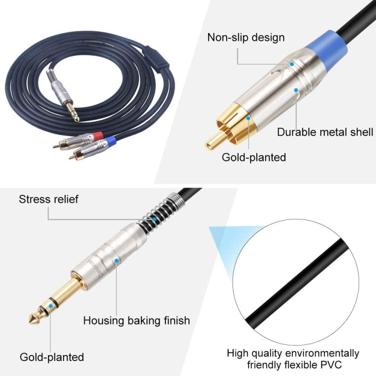 Cavo audio maschio da 6,35 mm a doppio RCA maschio, 1.8m, 3m