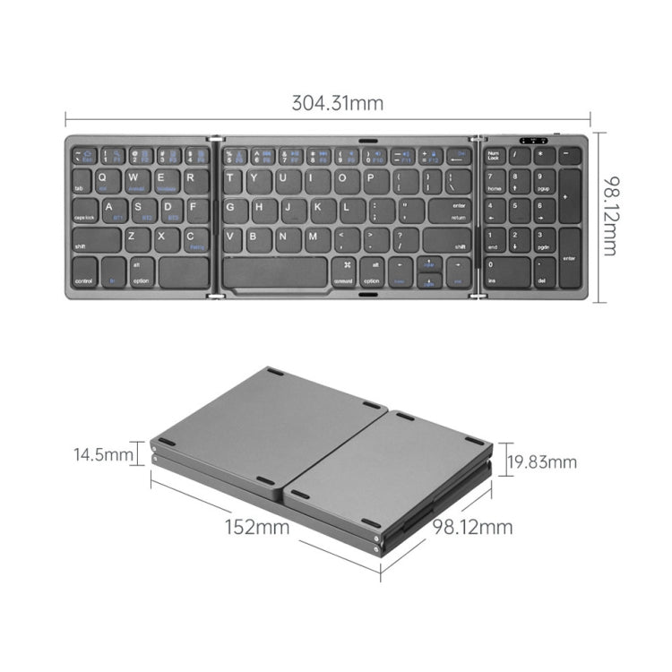 B089 Tastiera pieghevole Bluetooth con numeri, B089(Silver), B089 (Black)